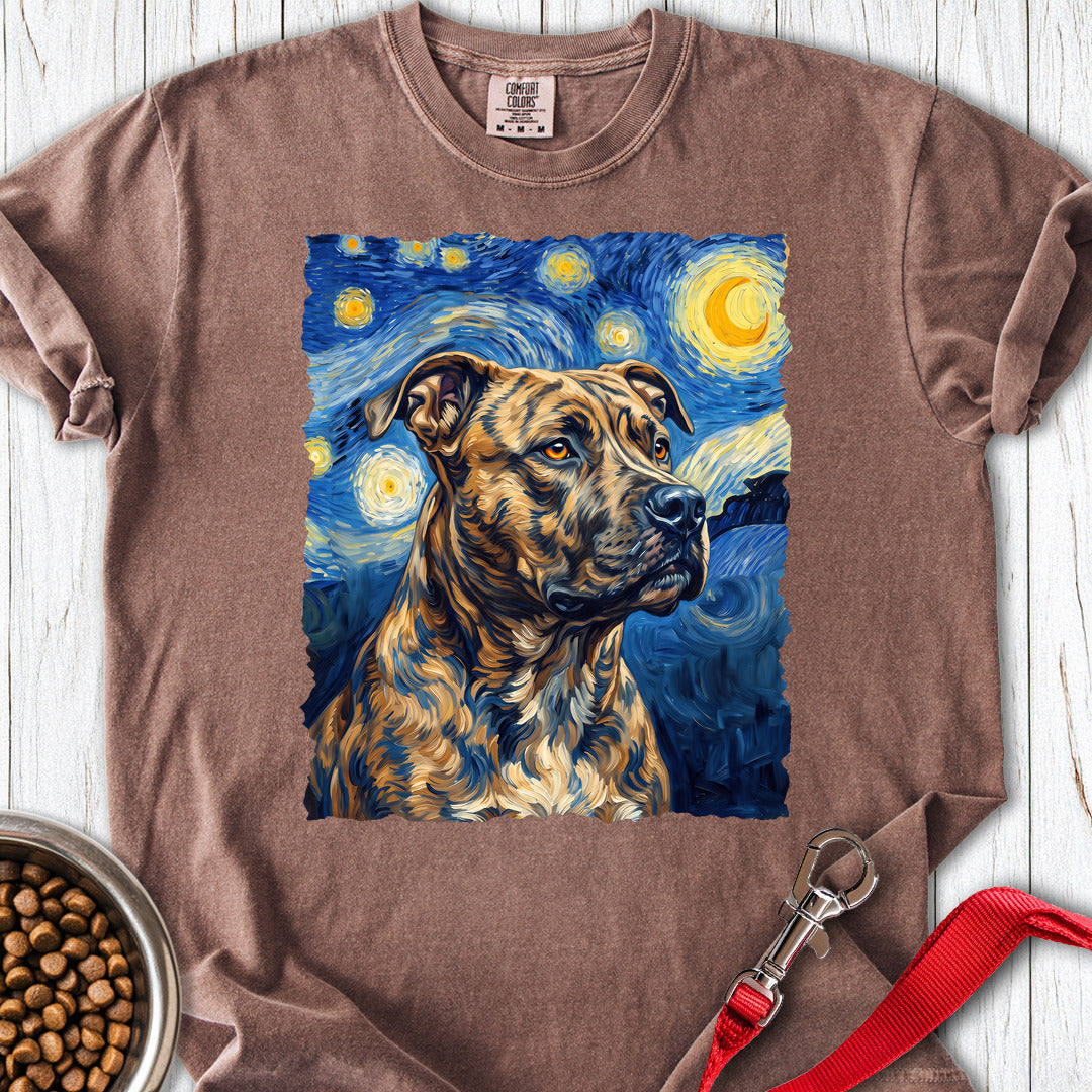 Pitbull Brindle Van Gogh Premium Tee — Espresso