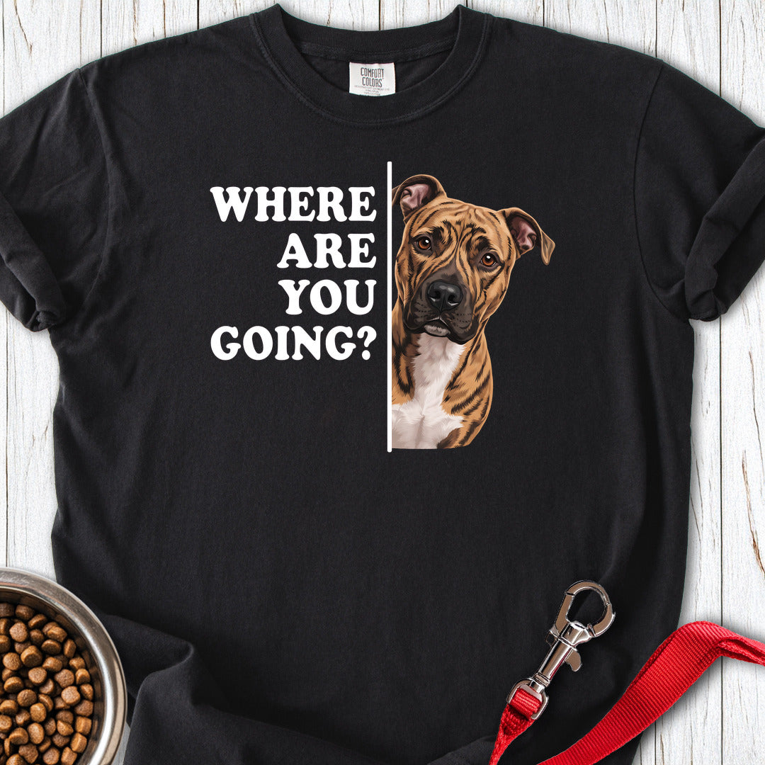 Pitbull Brindle Where Are You Going Premium Tee — Black