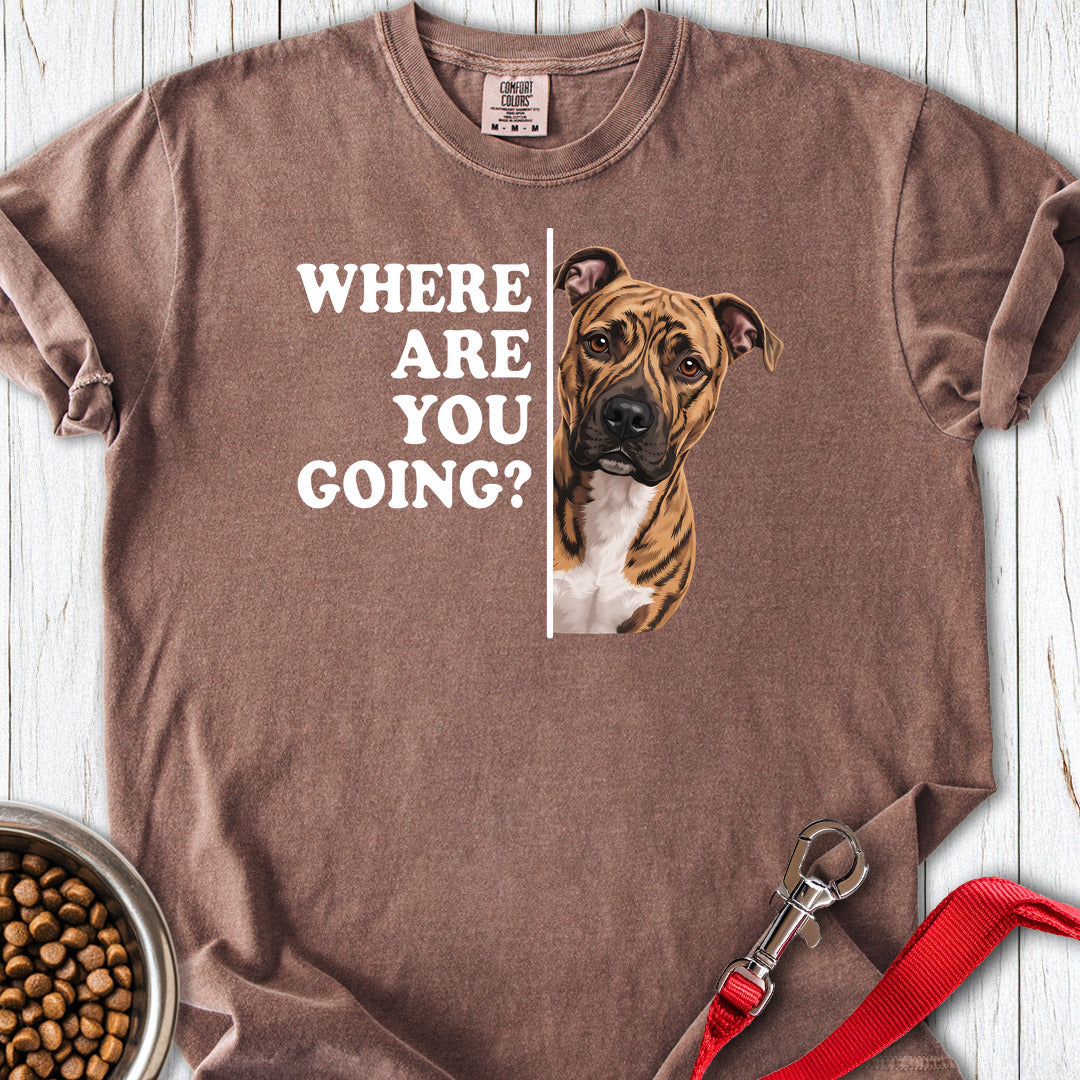 Pitbull Brindle Where Are You Going Premium Tee — Espresso