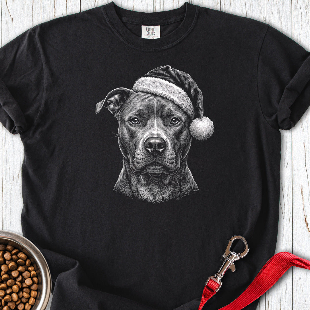 Pitbull Christmas Santa Hat Premium Tee Black