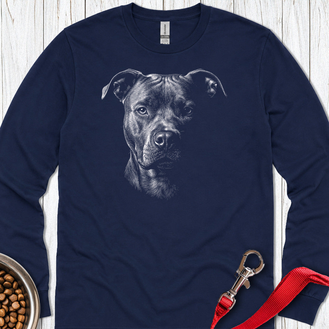 Pitbull Engraved Long Sleeve — Navy
