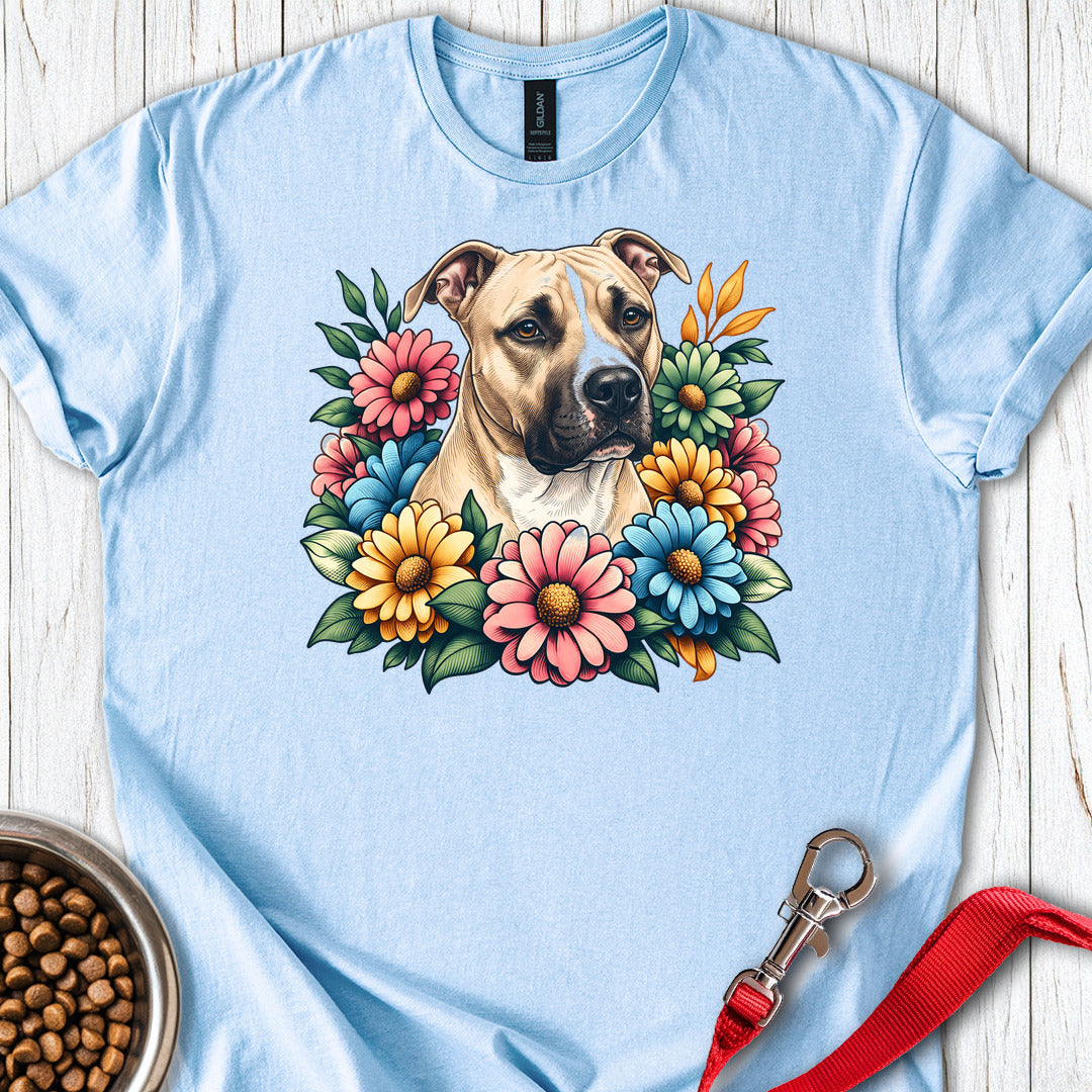 Pitbull Fawn Flower Wreath — Light Blue