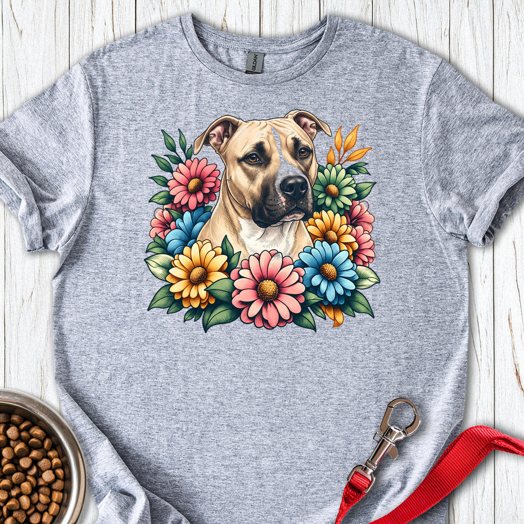 Pitbull Fawn Flower Wreath — Sport Grey