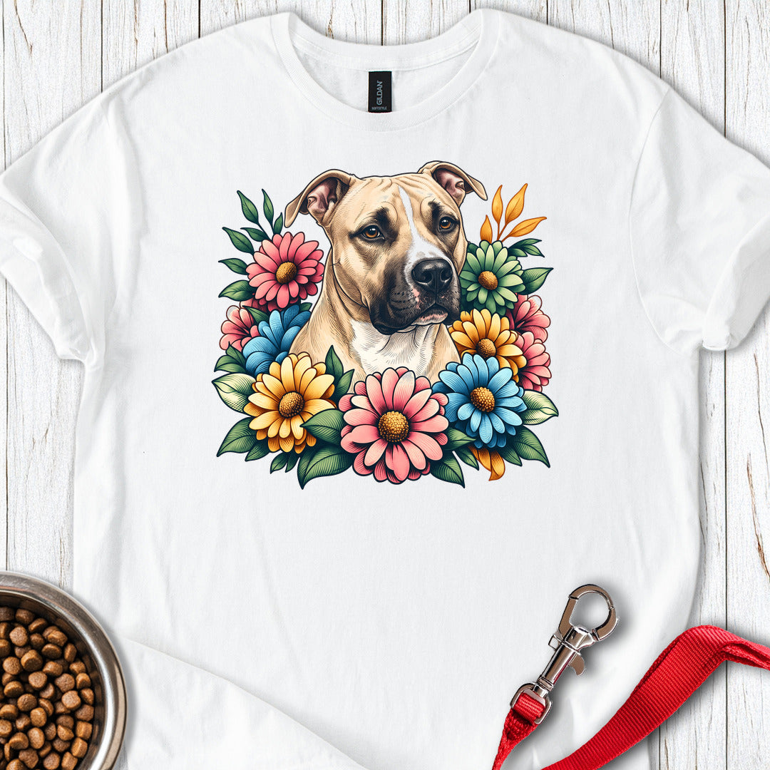 Pitbull Fawn Flower Wreath — White