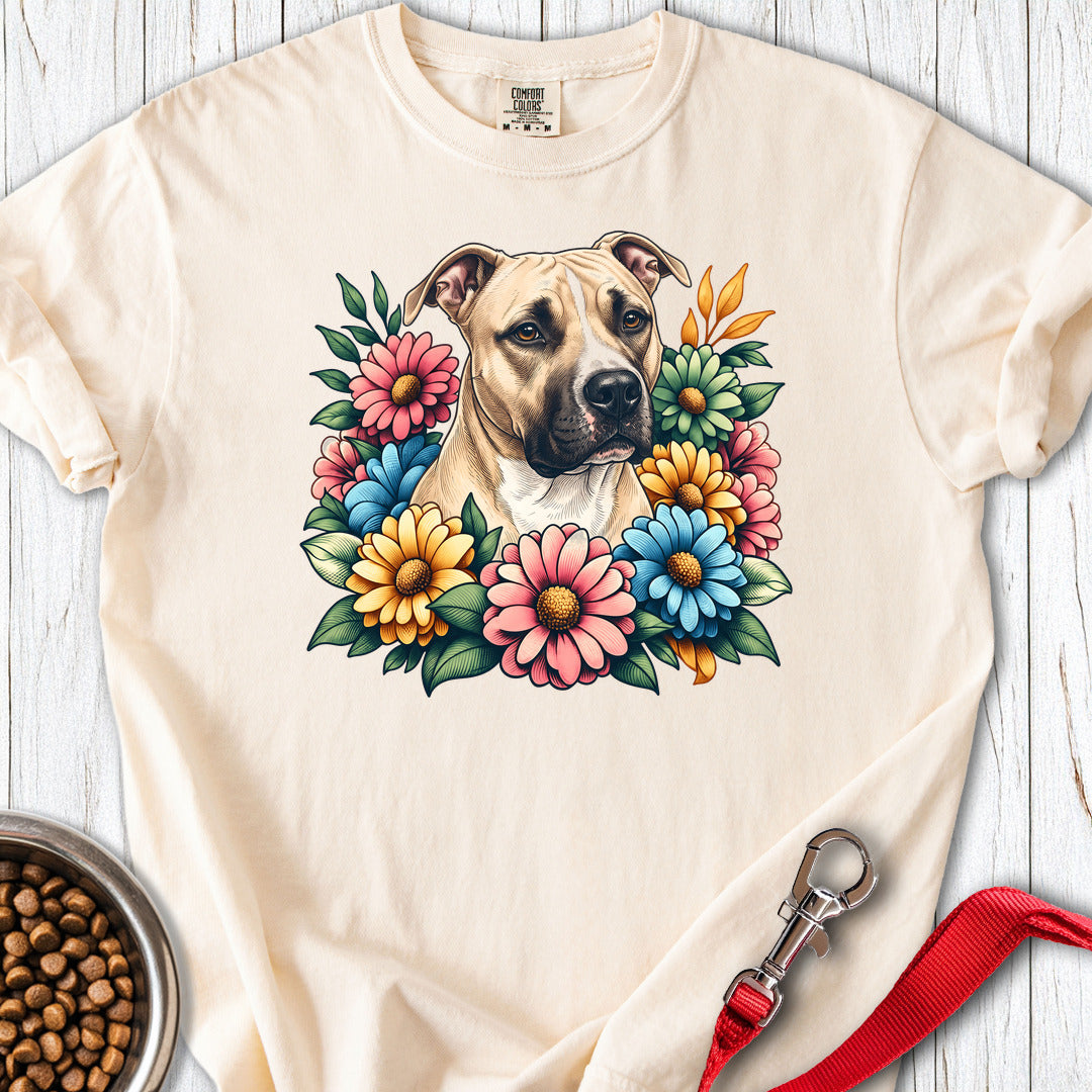 Pitbull Fawn Flower Wreath Premium Tee — Ivory