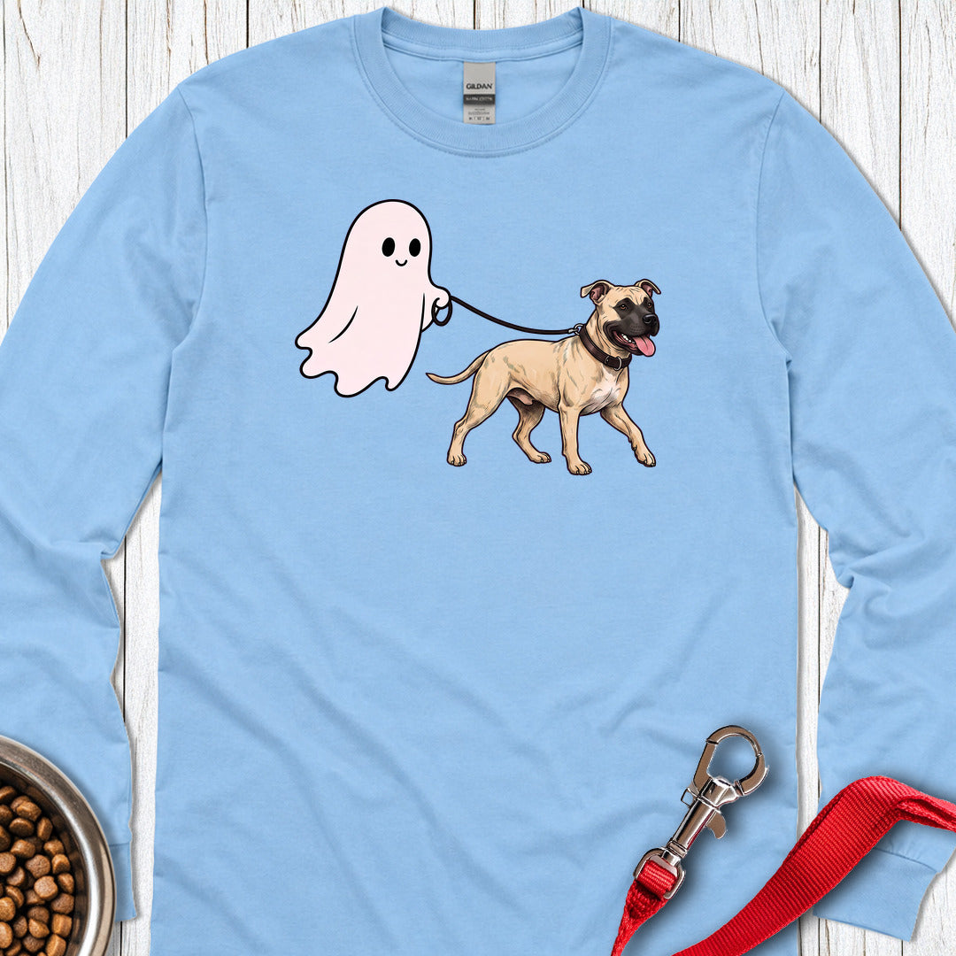 Pitbull Fawn Ghost Walk Long Sleeve — Carolina Blue