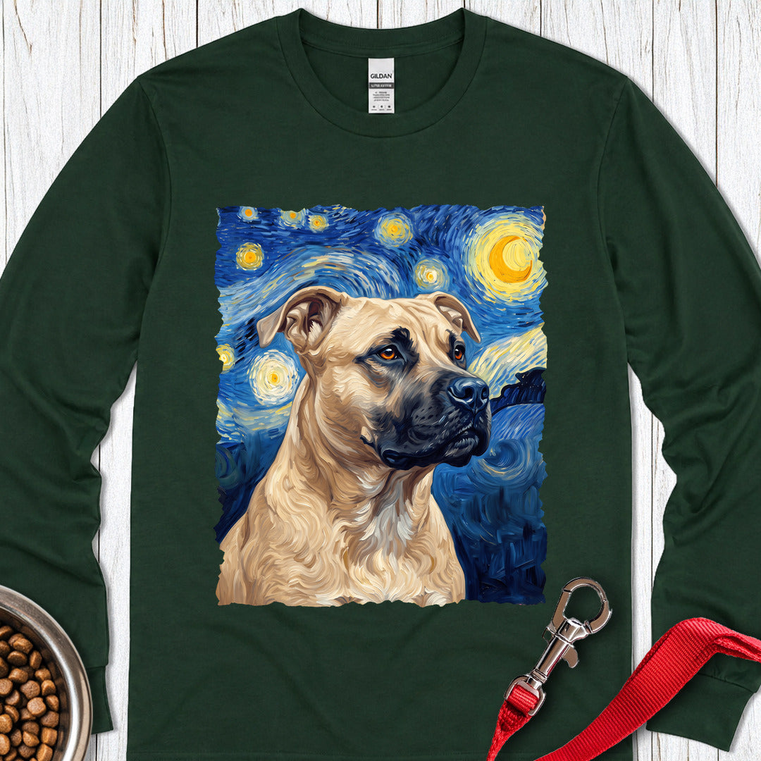 Pitbull Fawn Van Gogh Long Sleeve — Forest Green