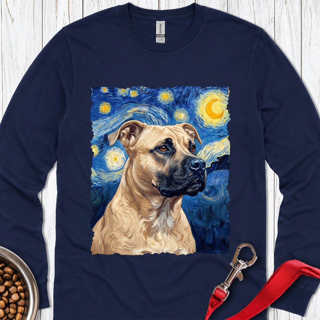 Pitbull Fawn Van Gogh Long Sleeve — Navy