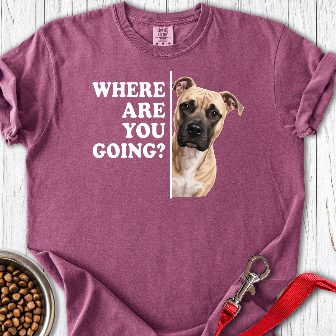 Pitbull Fawn Where Are You Going Premium Tee — Berry