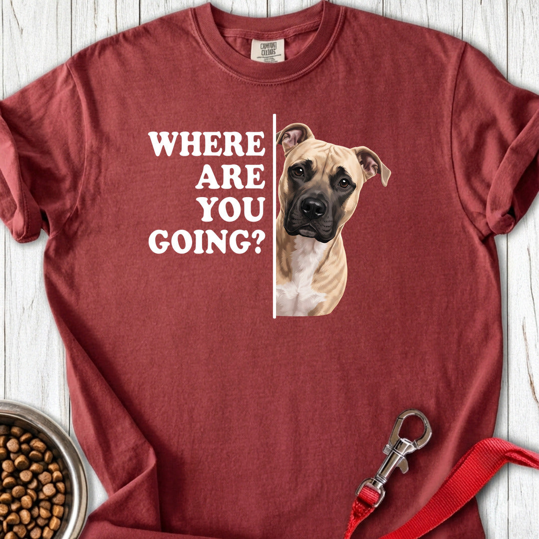 Pitbull Fawn Where Are You Going Premium Tee — Brick