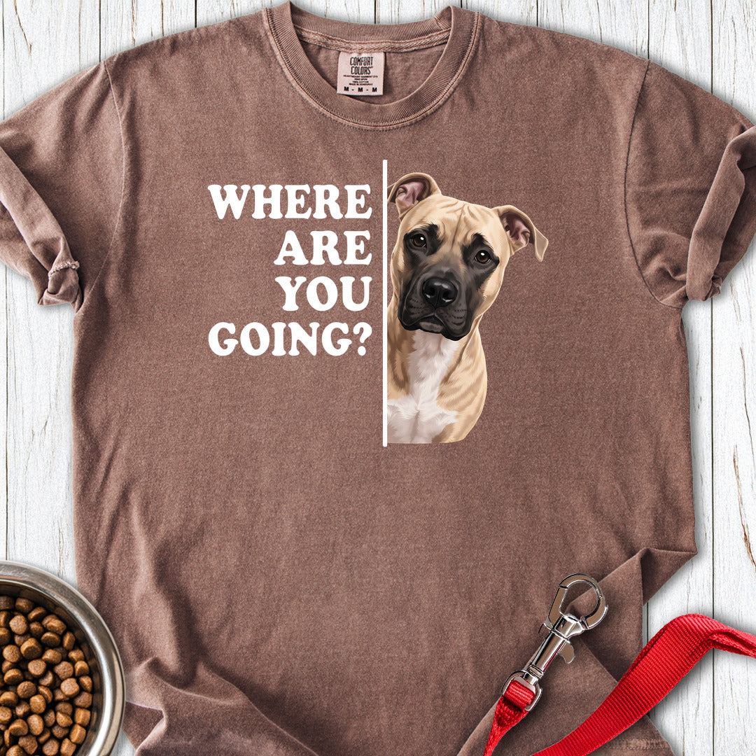 Pitbull Fawn Where Are You Going Premium Tee — Espresso