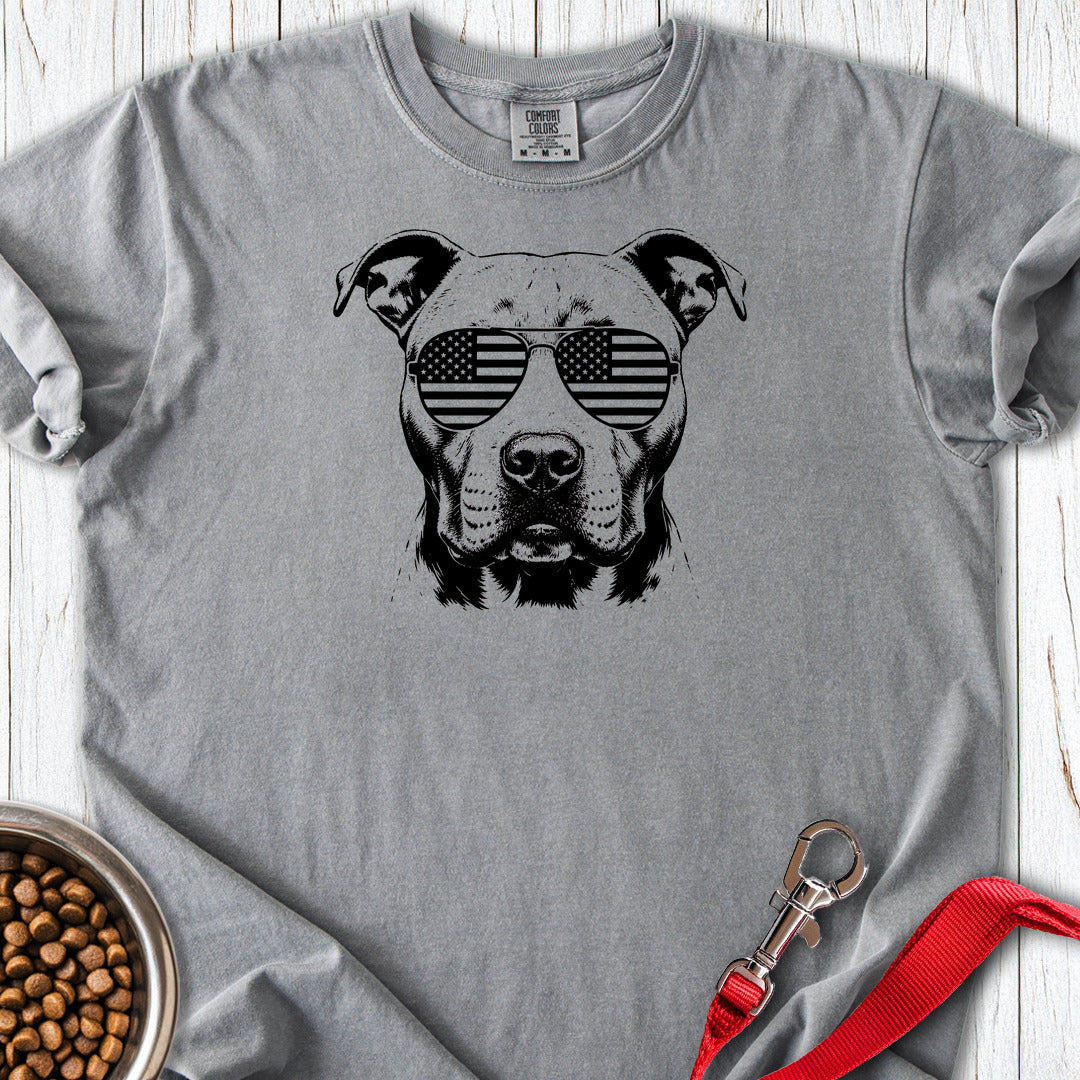 Pitbull Flag Shades Premium Tee — Grey