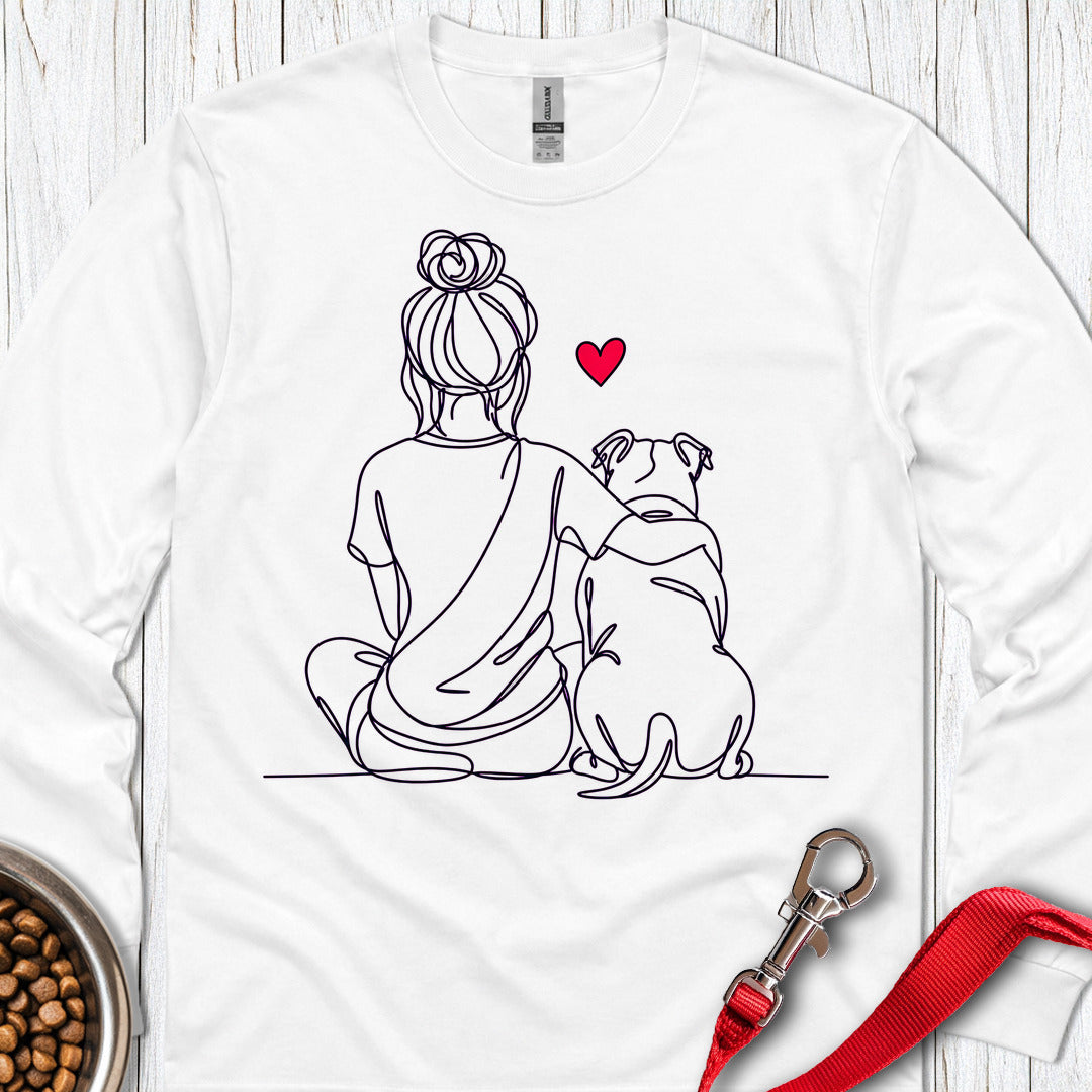 Pitbull Hug Long Sleeve — White
