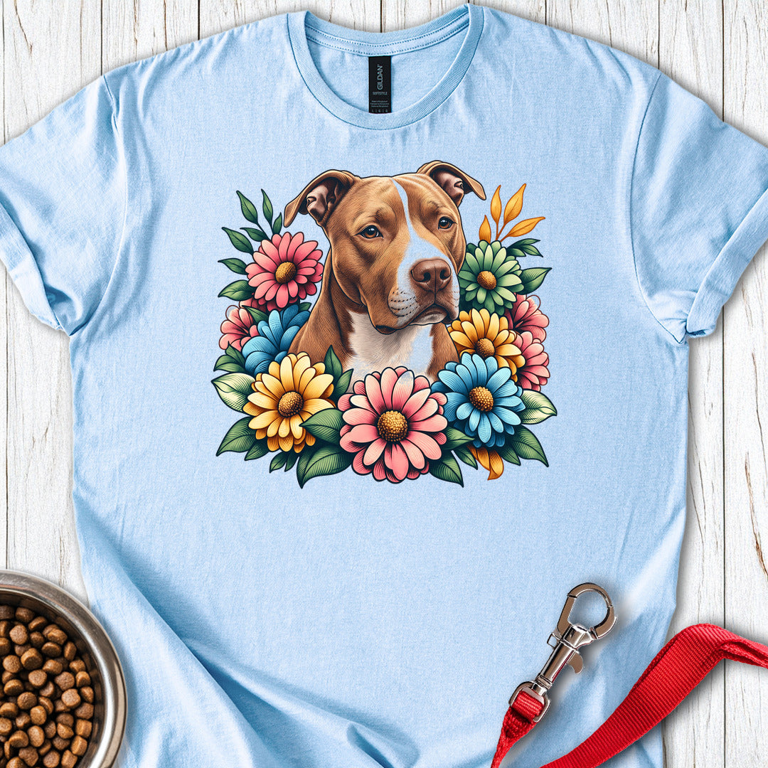 Pitbull Red Nose Flower Wreath — Light Blue