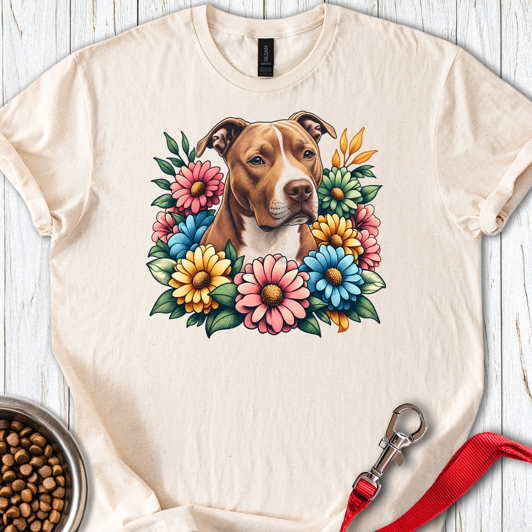 Pitbull Red Nose Flower Wreath — Natural