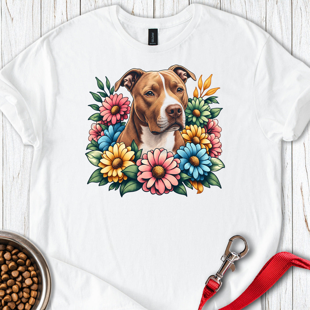 Pitbull Red Nose Flower Wreath — White