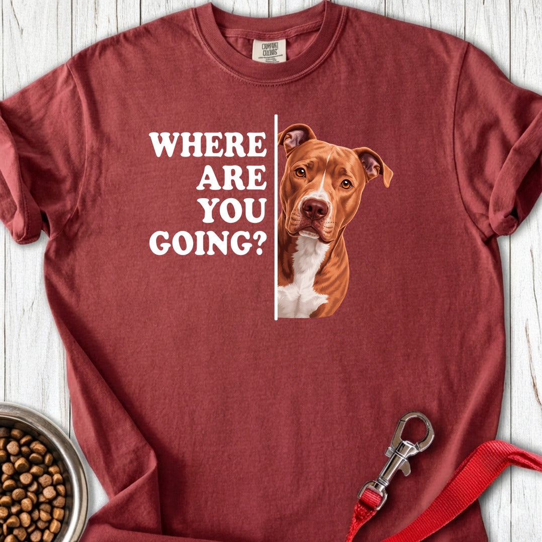Pitbull Red Nose Where Are You Going Premium Tee — Brick