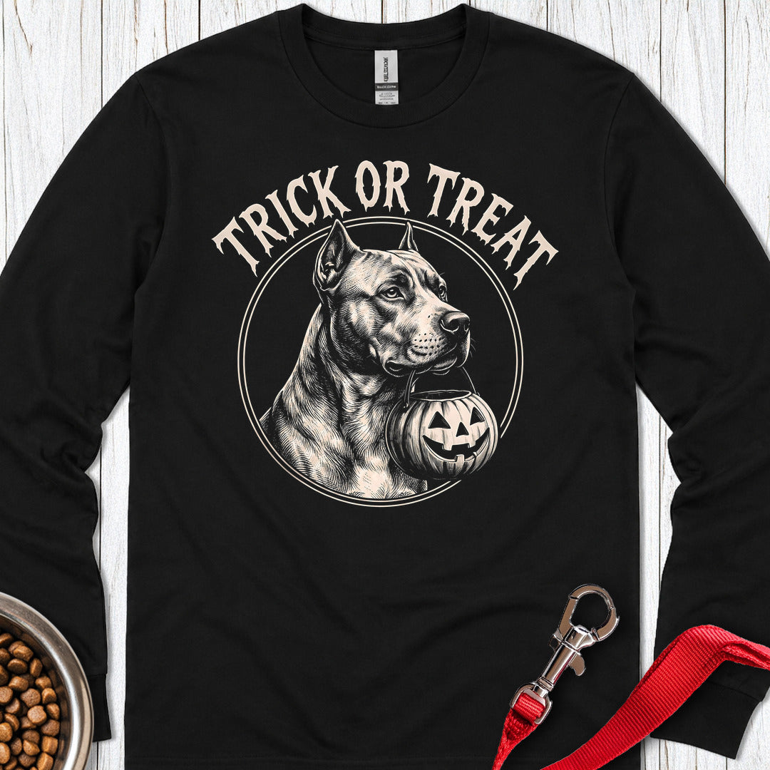 Pitbull Trick Or Treat Long Sleeve — Black