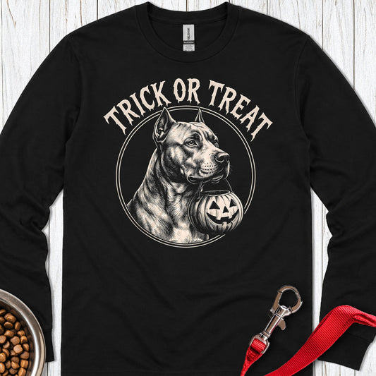 Pitbull Trick Or Treat Long Sleeve — Black