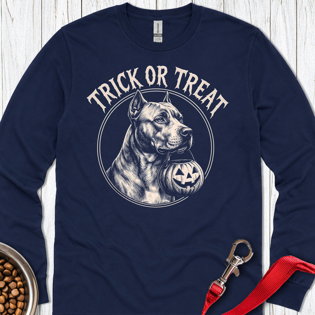 Pitbull Trick Or Treat Long Sleeve — Navy