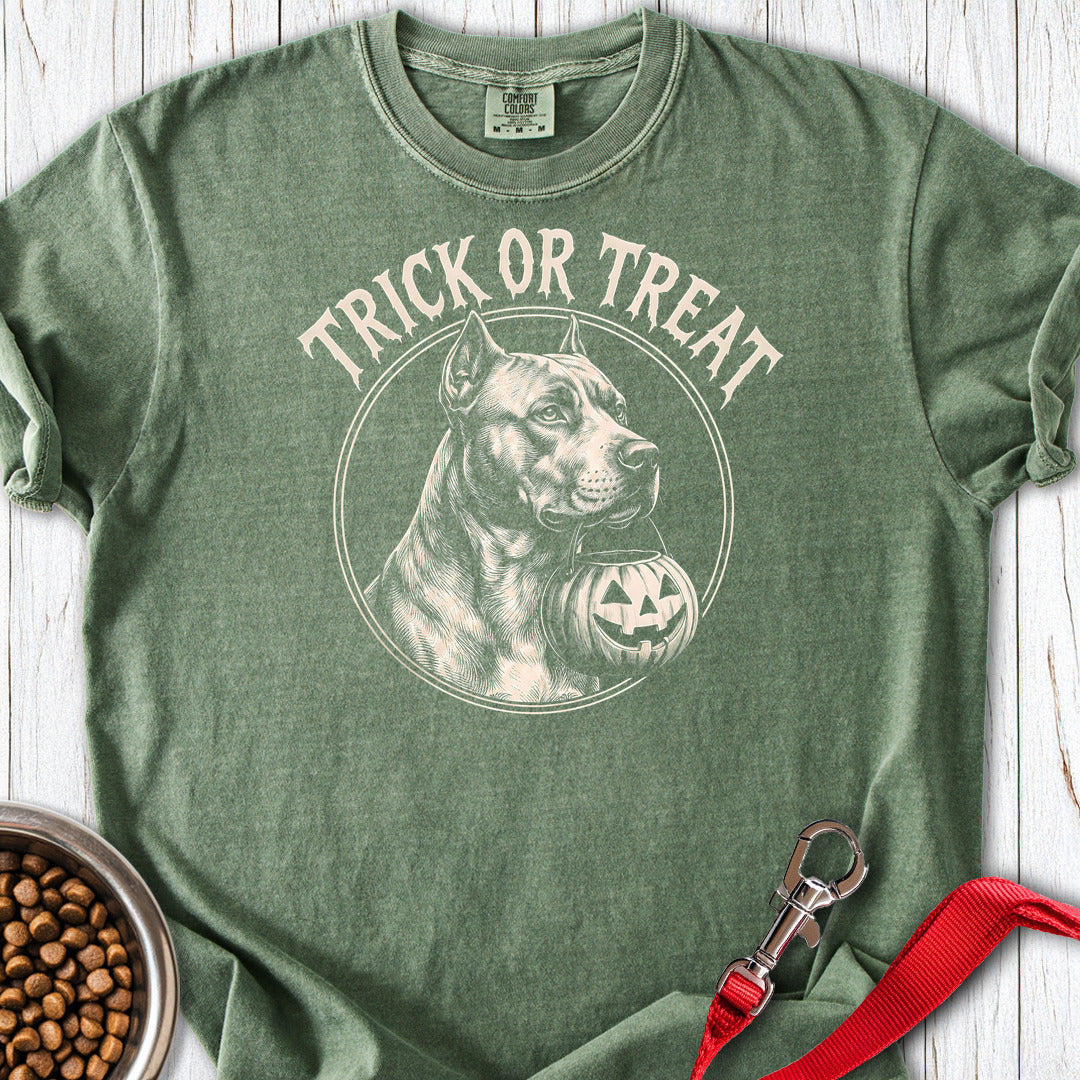 Pitbull Trick Or Treat Premium Tee — Moss