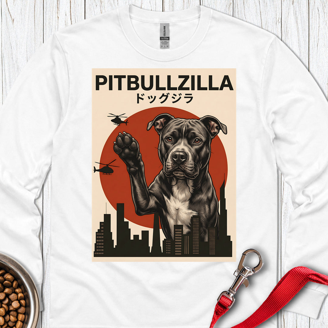Pitbullzilla Long Sleeve — White