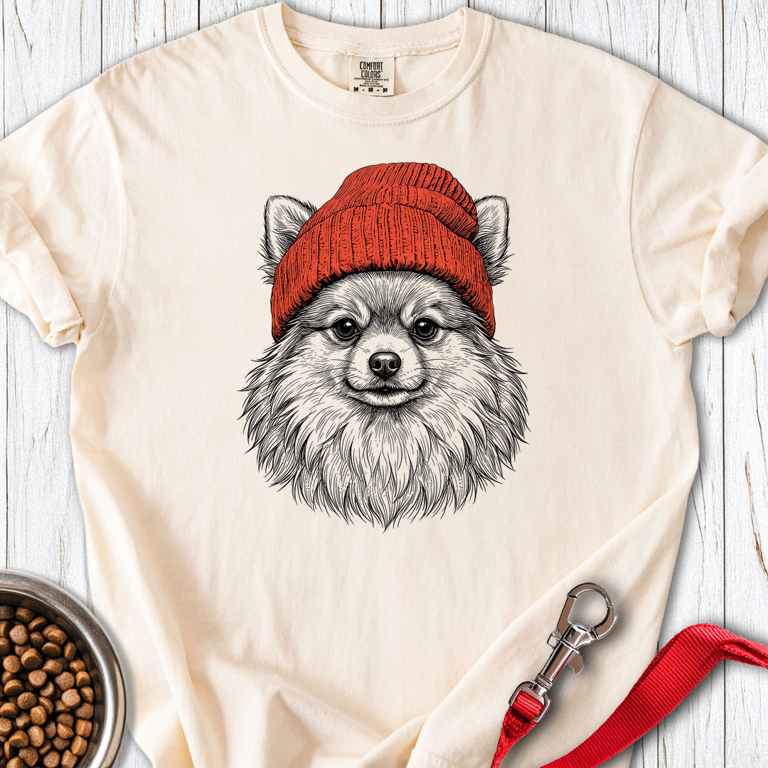 Pomeranian Beanie Premium Tee — Ivory