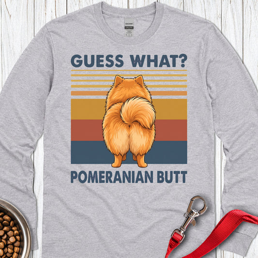 Pomeranian Butt Long Sleeve — Sport Grey