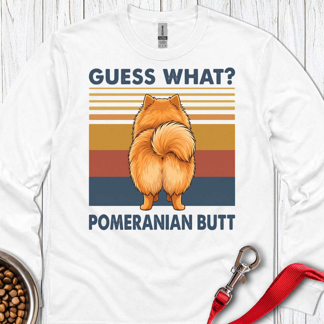 Pomeranian Butt Long Sleeve — White