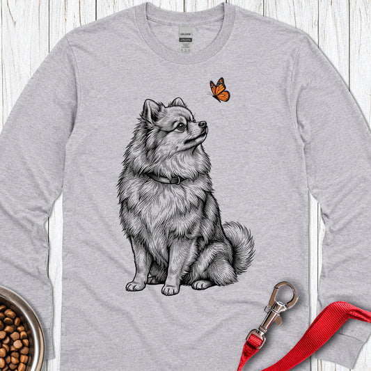 Pomeranian Butterfly Long Sleeve — Sport Grey