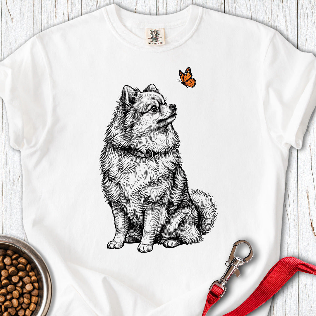 Pomeranian Butterfly Premium Tee — White