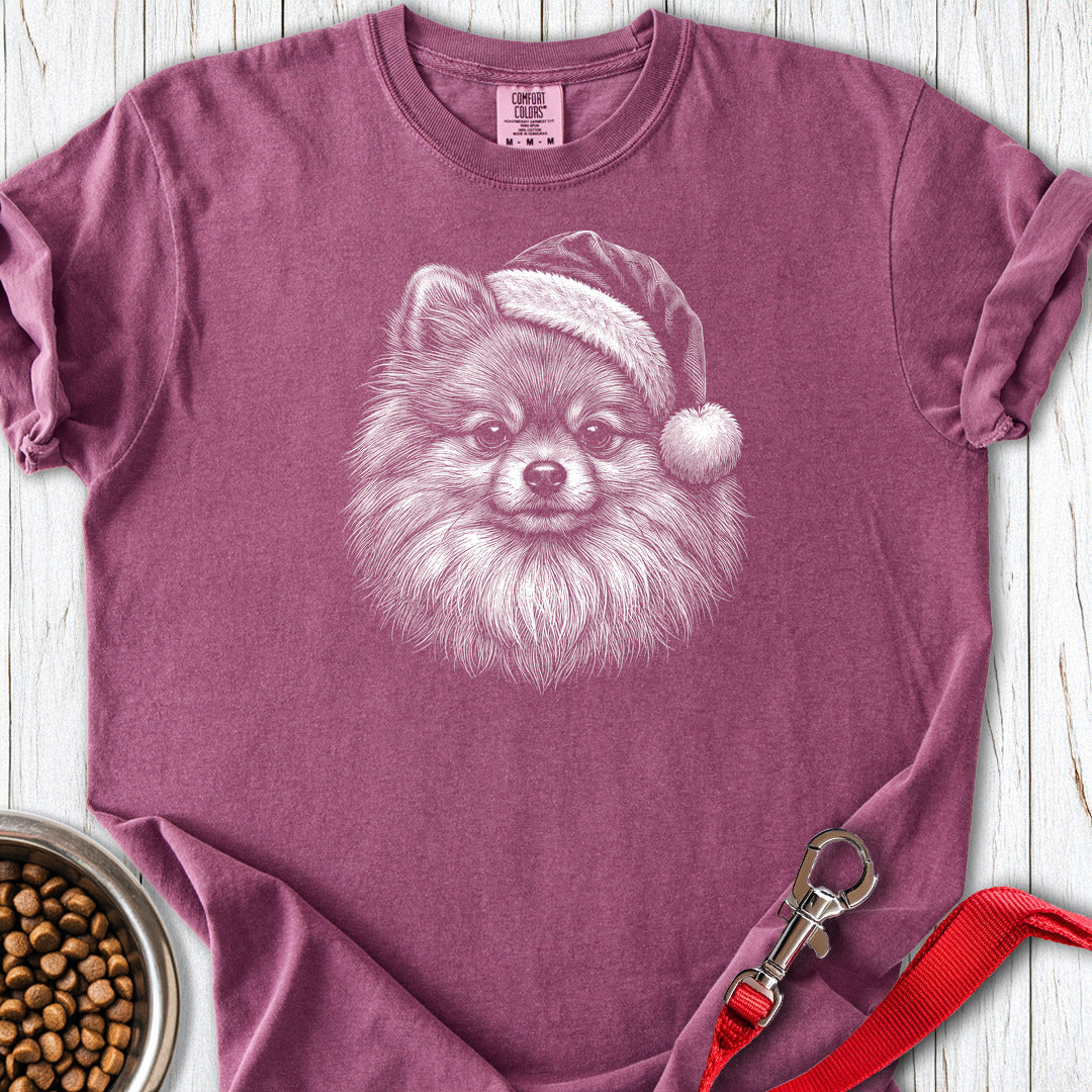 Pomeranian Christmas Santa Hat Premium Tee Berry