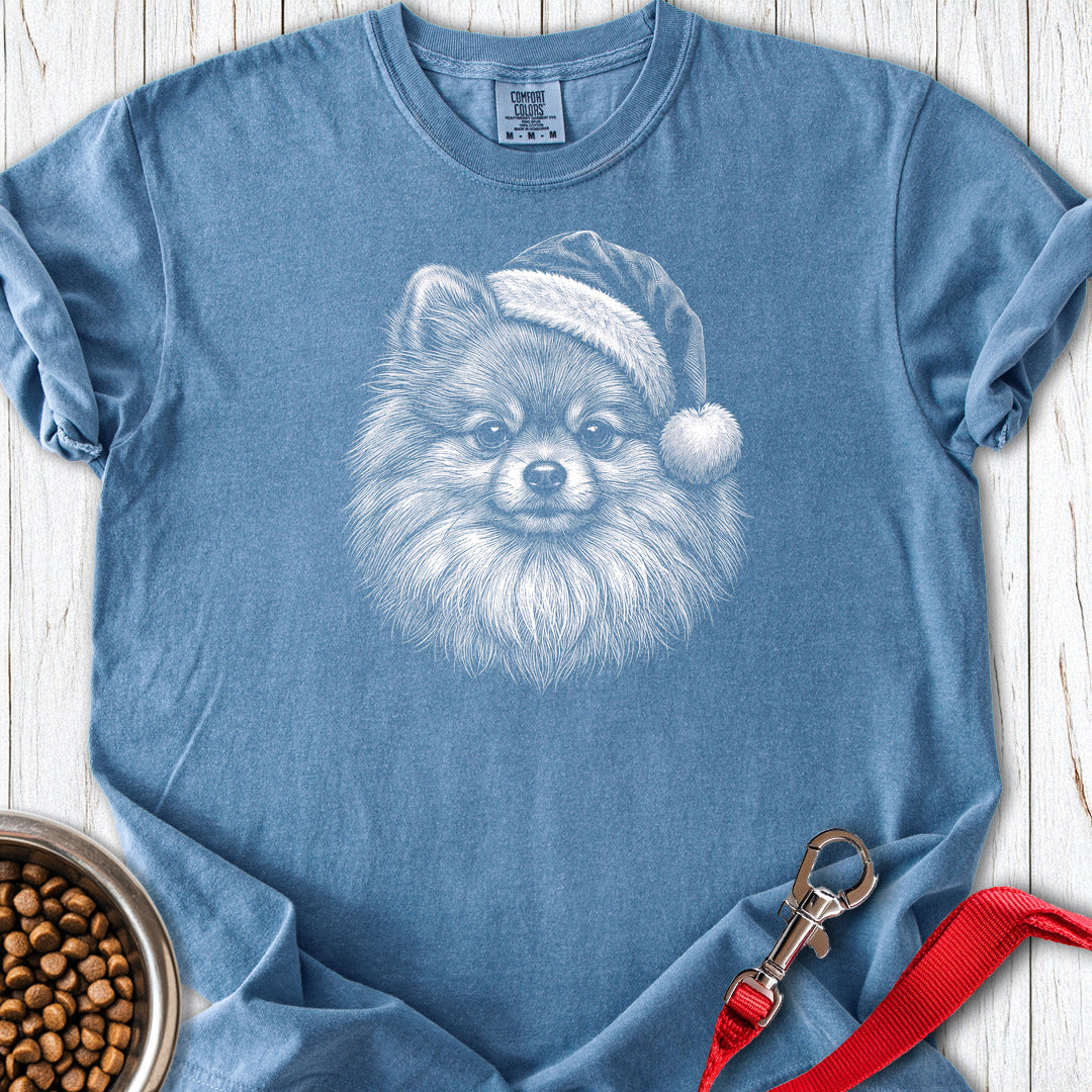 Pomeranian Christmas Santa Hat Premium Tee Blue Jean