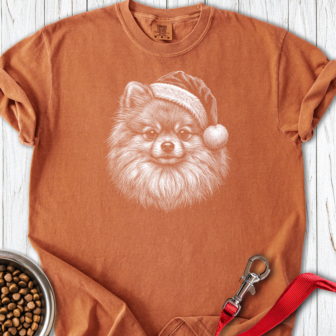 Pomeranian Christmas Santa Hat Premium Tee Yam