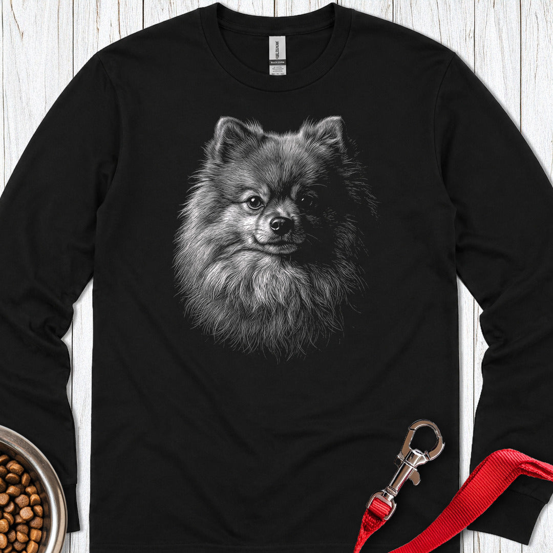 Pomeranian Engraved Long Sleeve — Black