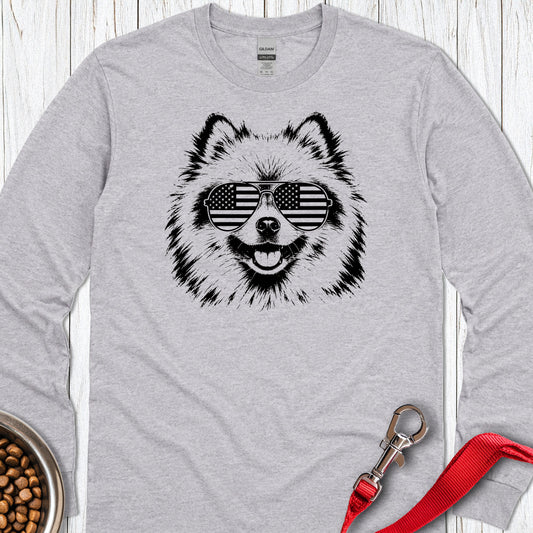 Pomeranian Flag Shades Long Sleeve — Sport Grey