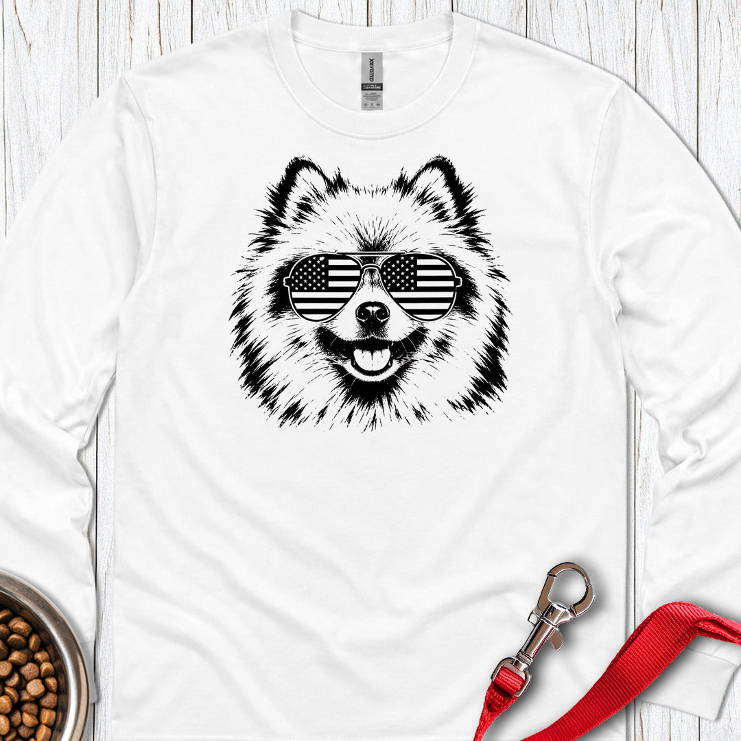 Pomeranian Flag Shades Long Sleeve — White