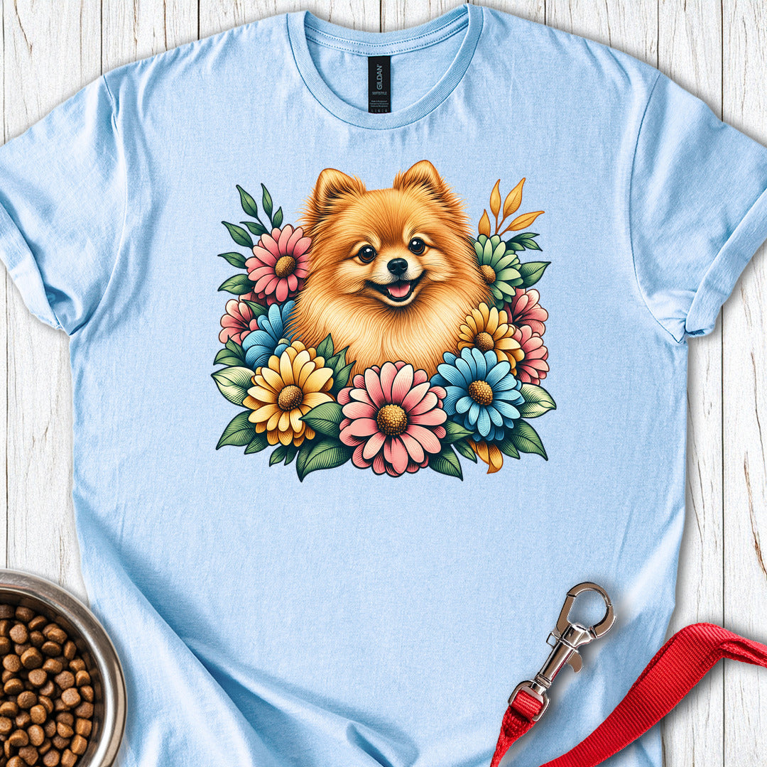 Pomeranian Flower Wreath — Light Blue