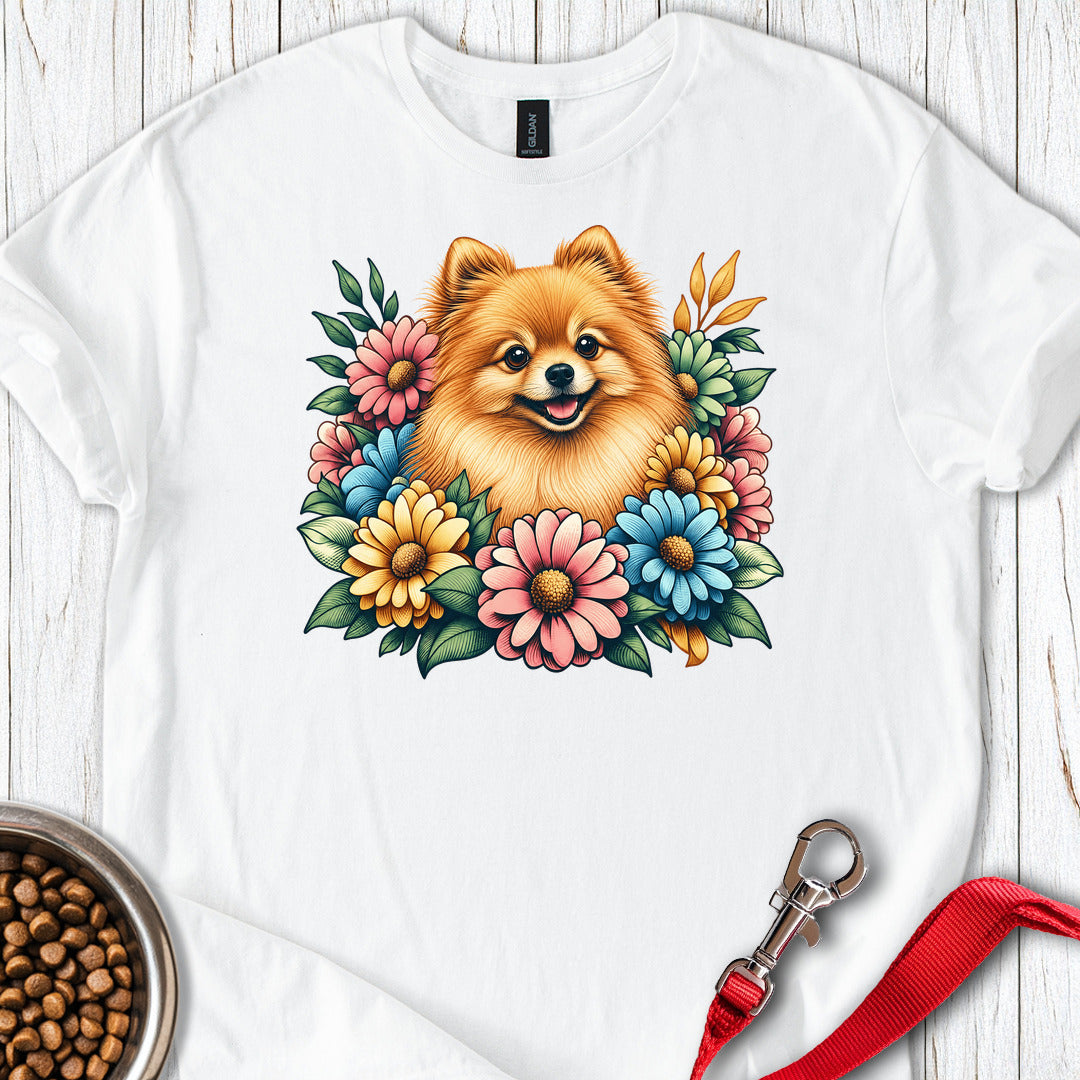 Pomeranian Flower Wreath — White