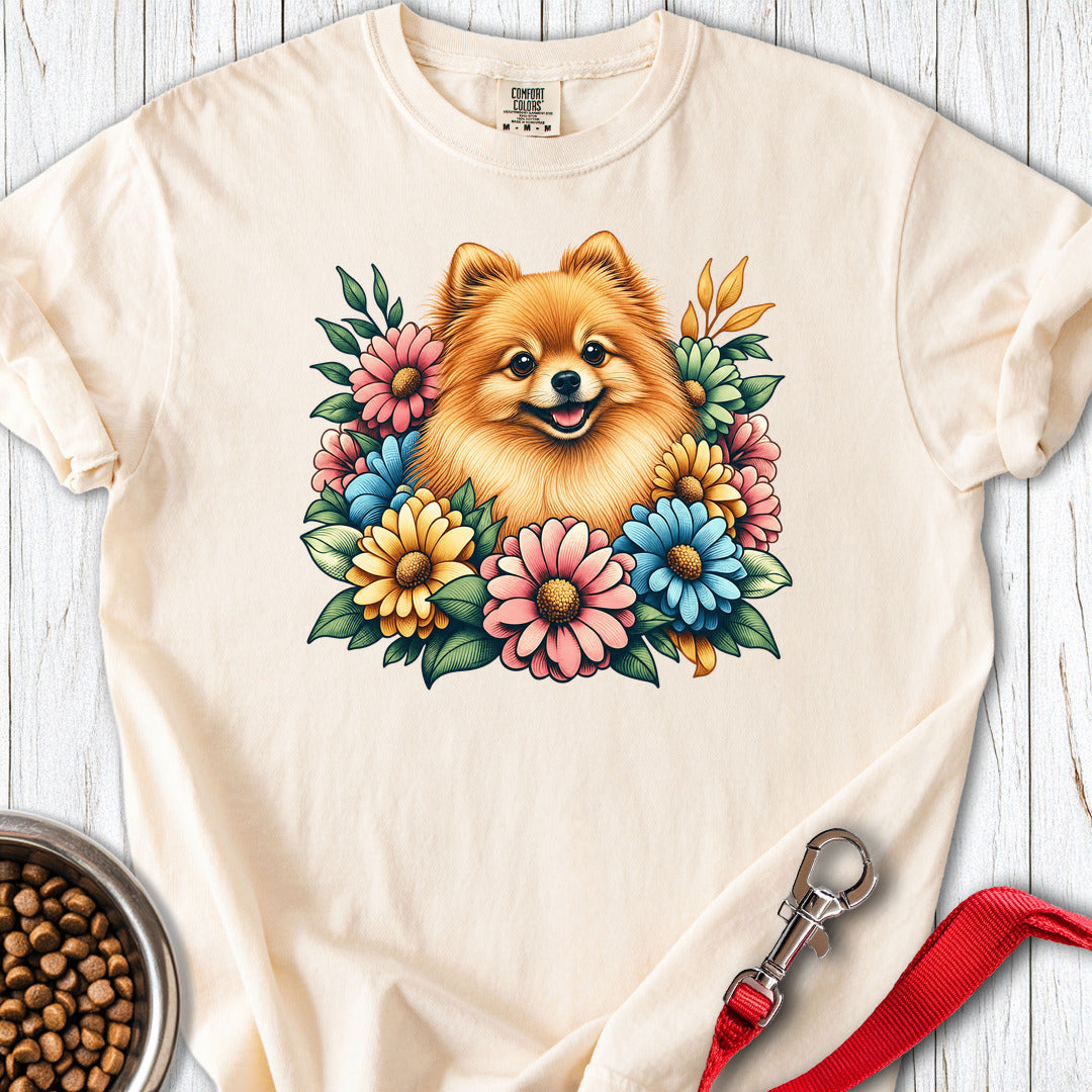 Pomeranian Flower Wreath Premium Tee — Ivory
