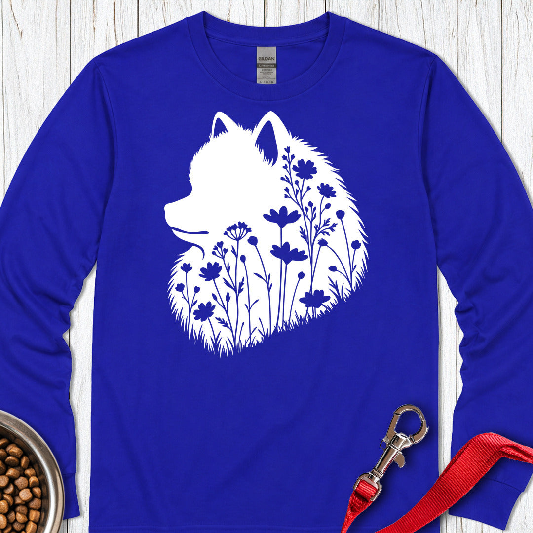 Pomeranian Flowers Long Sleeve — Royal