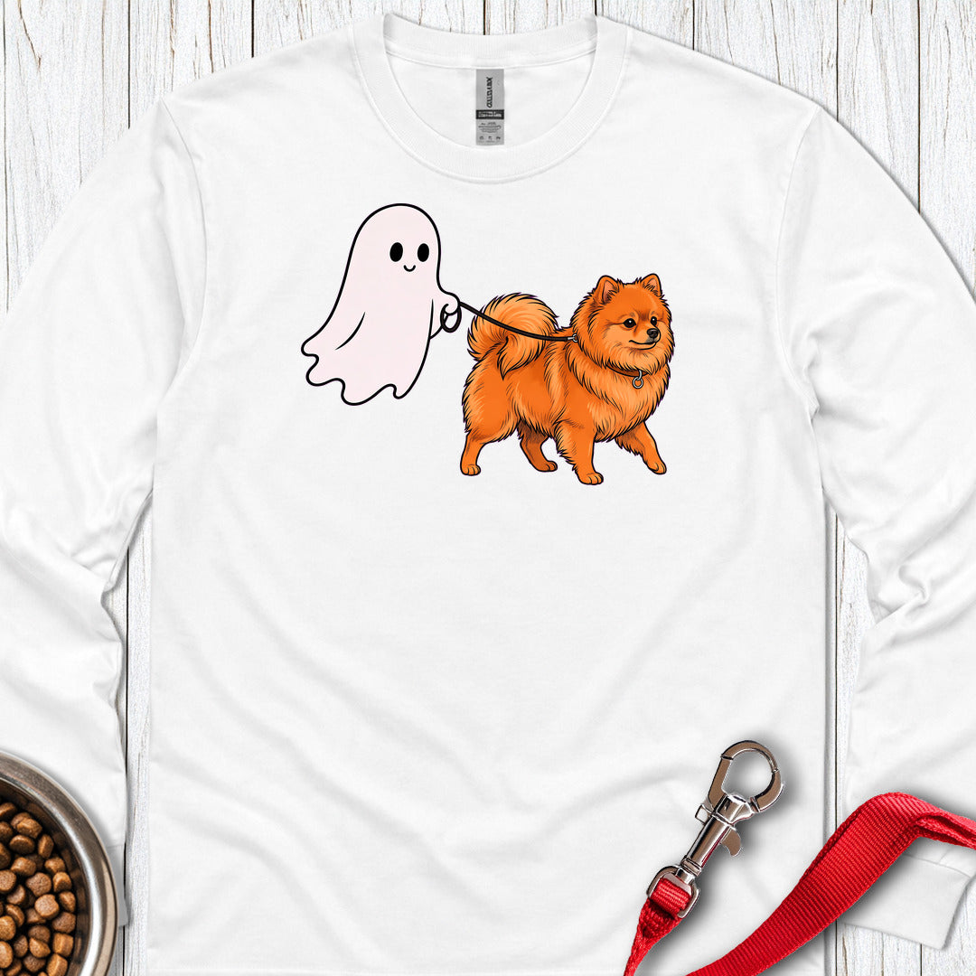 Pomeranian Ghost Walk Long Sleeve — White