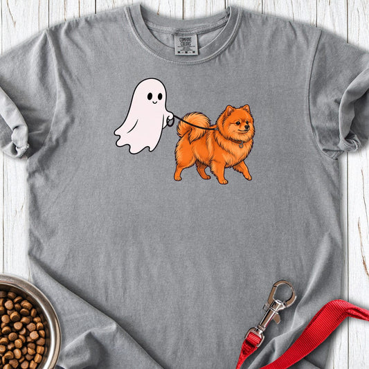Pomeranian Ghost Walk Premium Tee Grey