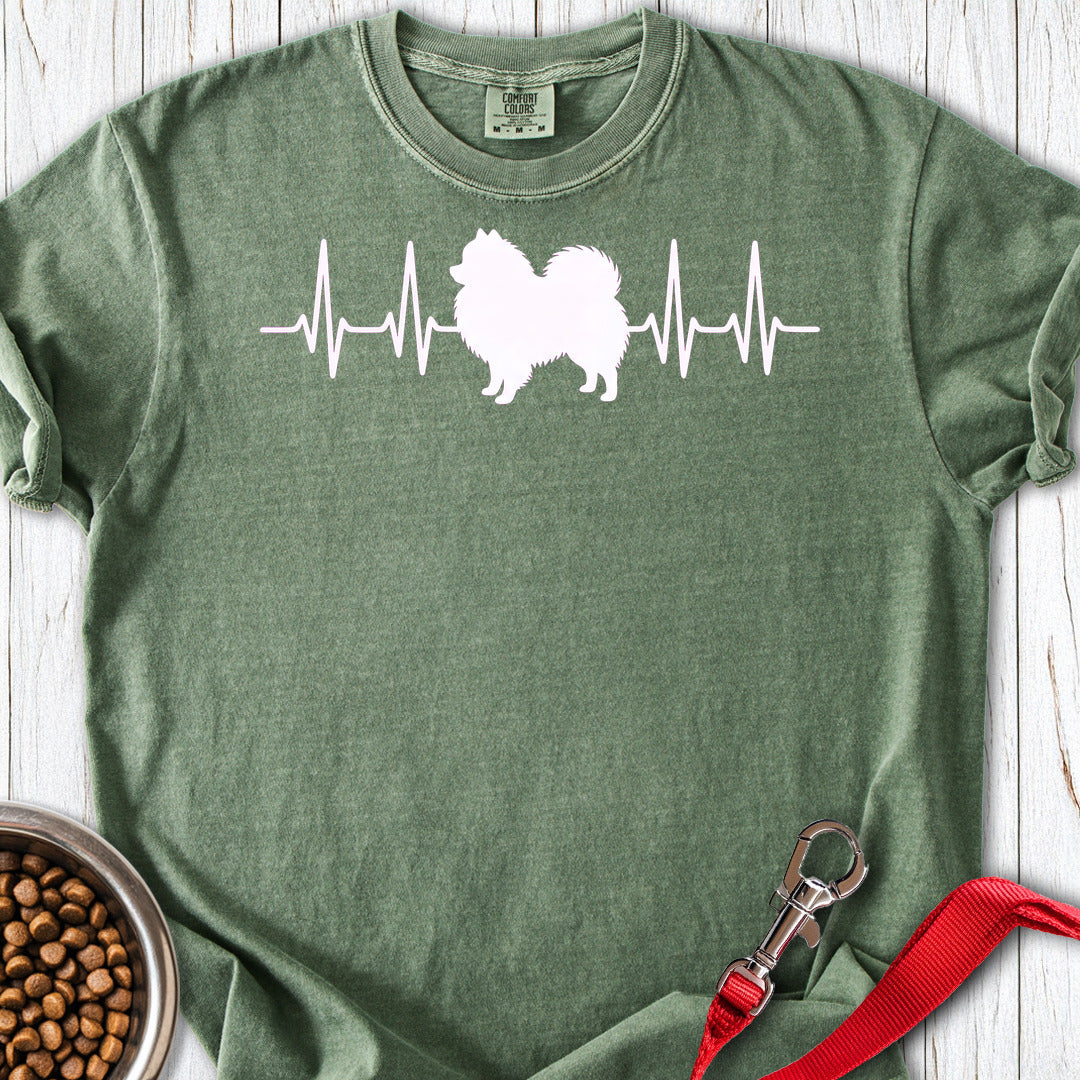 Pomeranian Heartbeat Premium Tee — Moss