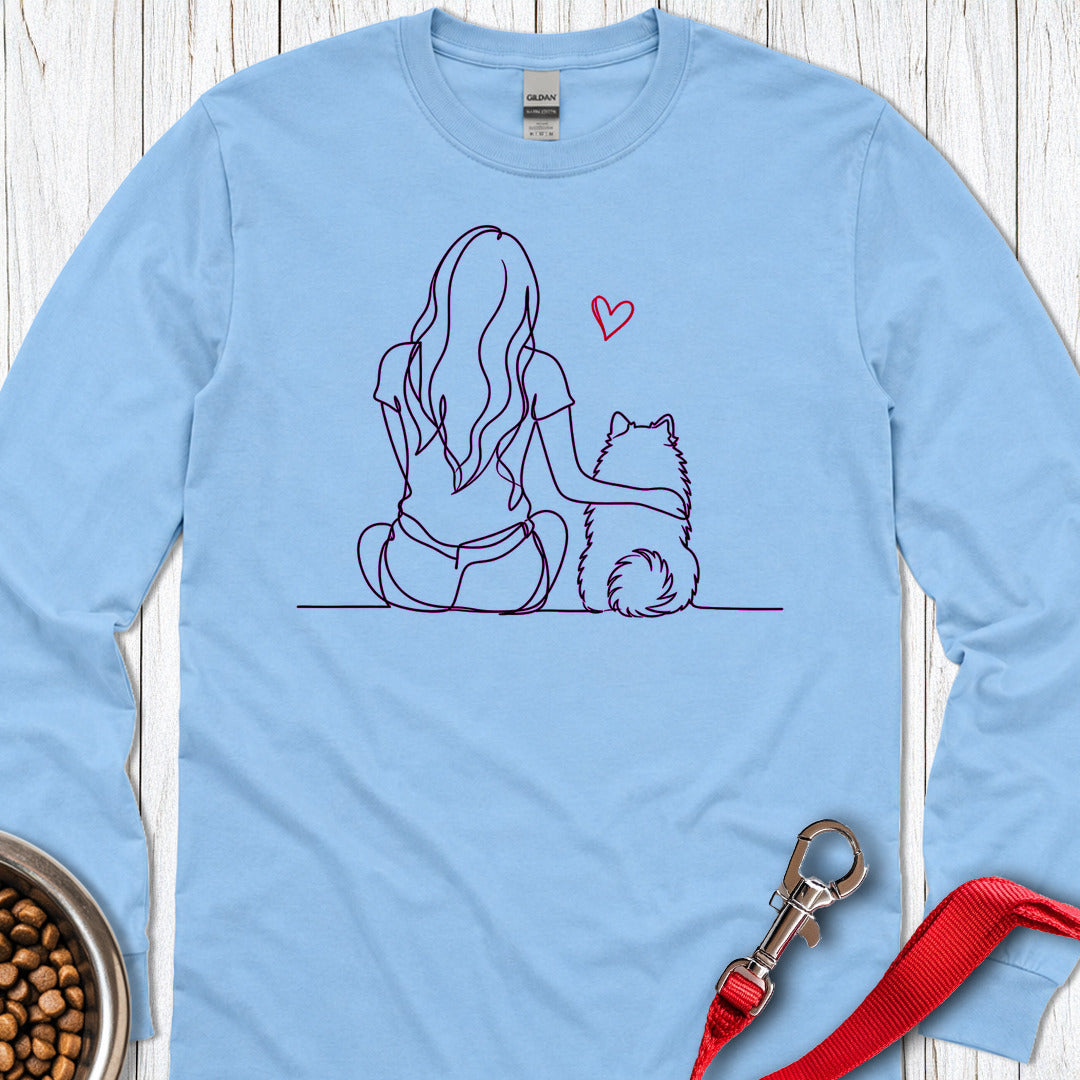 Pomeranian Hug Long Sleeve — Carolina Blue