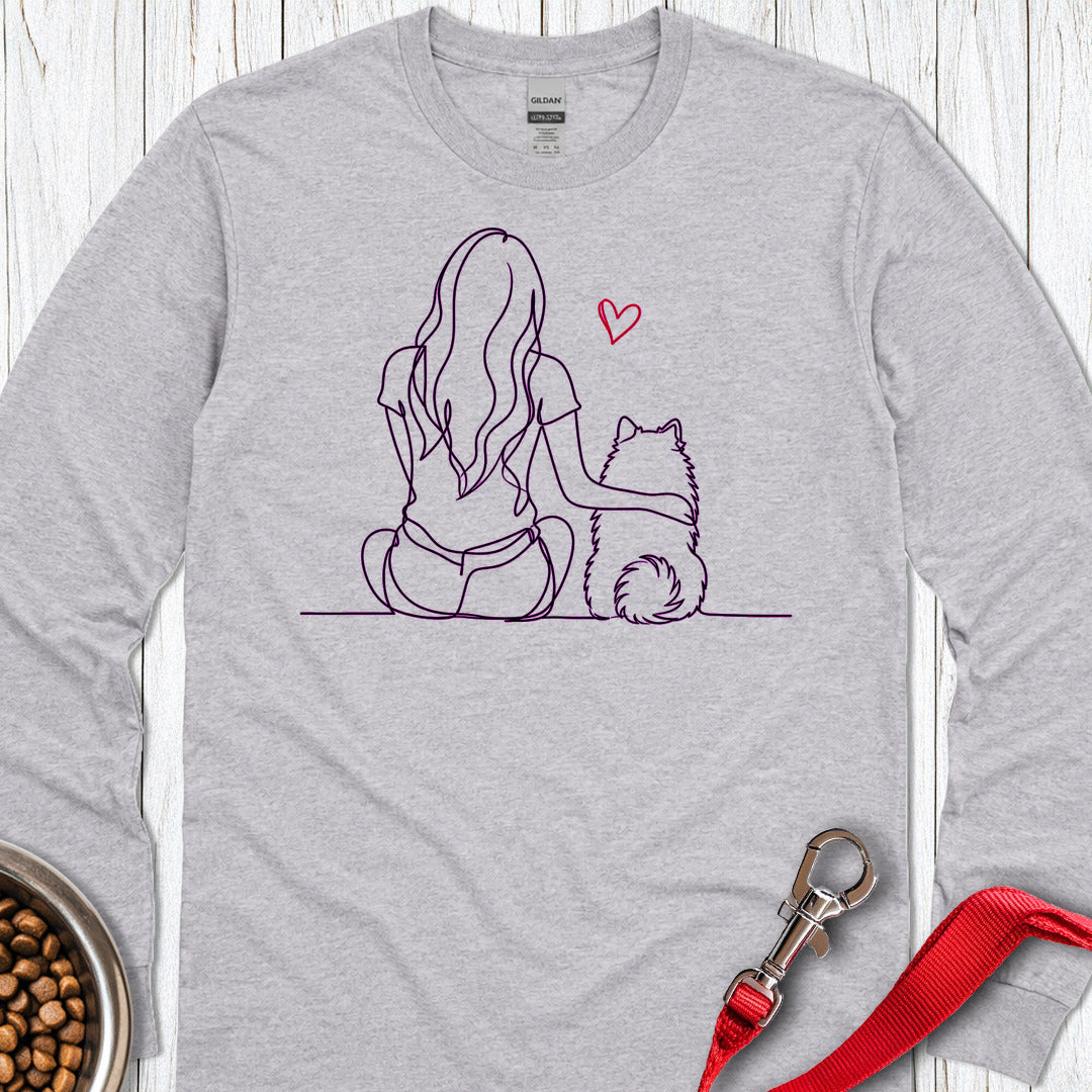 Pomeranian Hug Long Sleeve — Sport Grey
