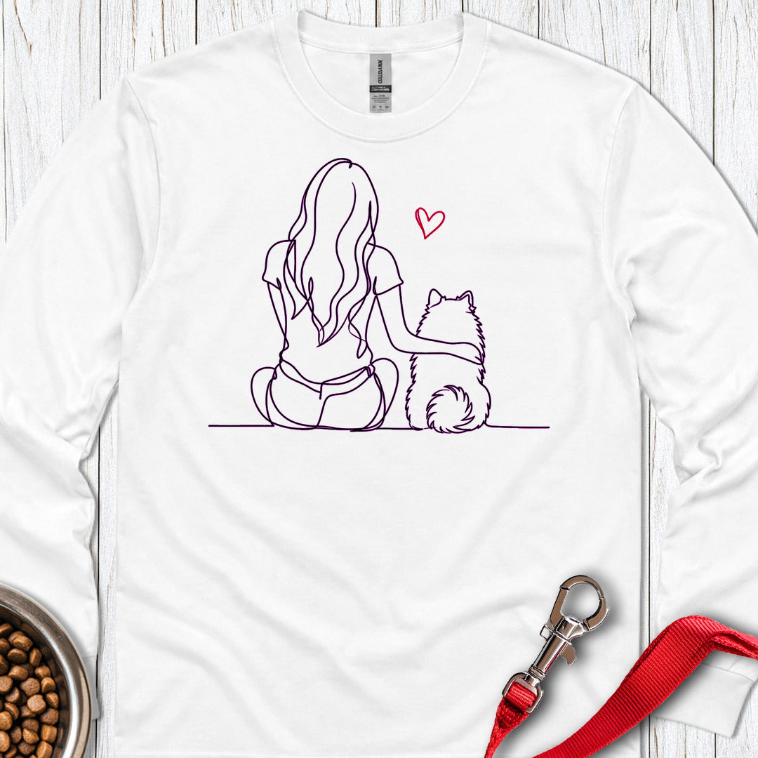 Pomeranian Hug Long Sleeve — White