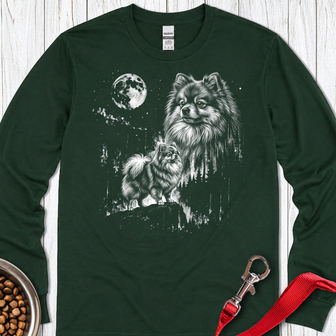 Pomeranian Moonlight Long Sleeve — Forest Green