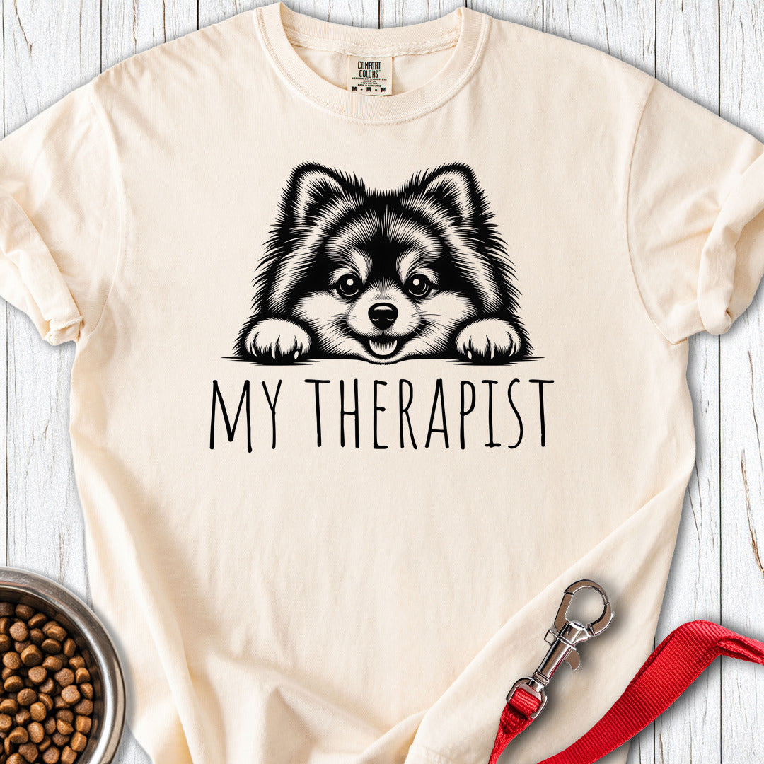 Pomeranian My Therapist Premium Tee — Ivory
