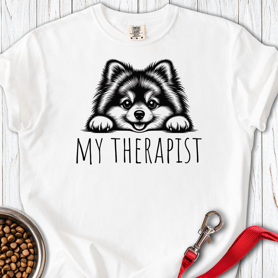 Pomeranian My Therapist Premium Tee — White